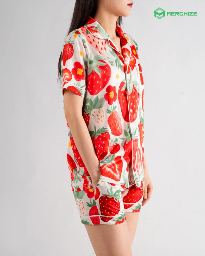 short sleeve satin pajama set