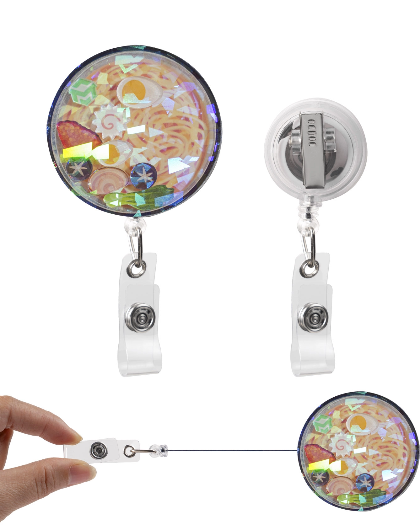 custom shape hologram shaker badge reel