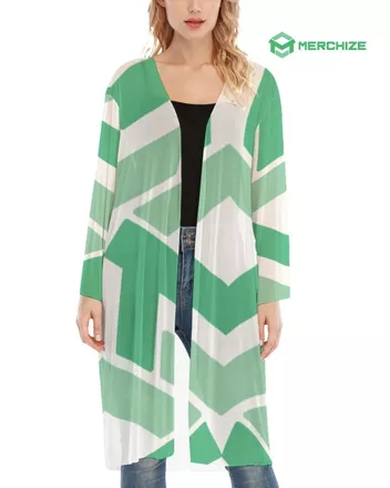All-Over Print Women's Long Sleeve Mesh Cardigan (Made In China)