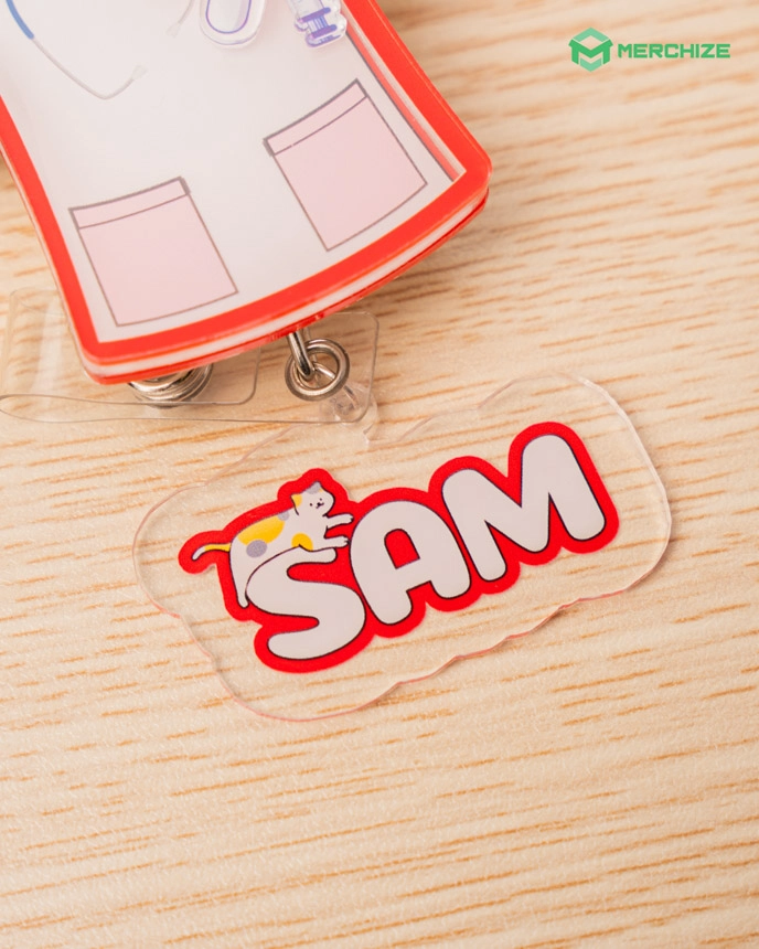 Custom Shape Shaker Badge Reel With Charm